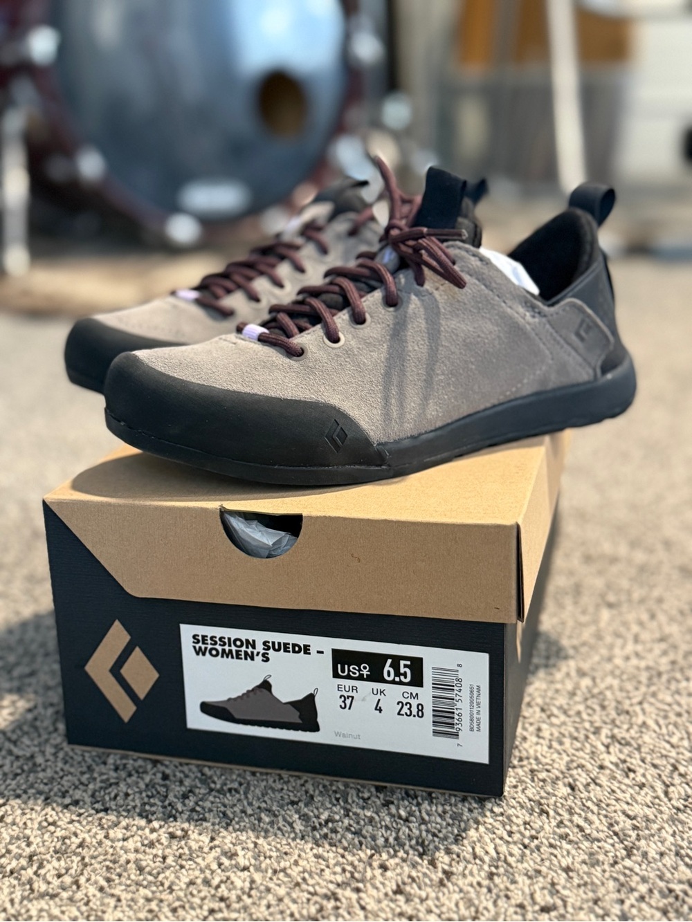 Black Diamond Women's Grey Suede Athletic Shoes with Black Trim